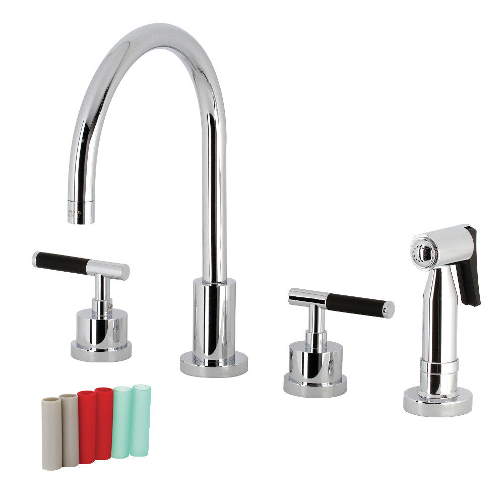 Kaiser Widespread Kitchen Faucet in Polished Chrome