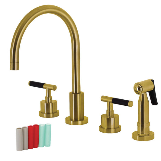 Kaiser Widespread Kitchen Faucet in Brushed Brass