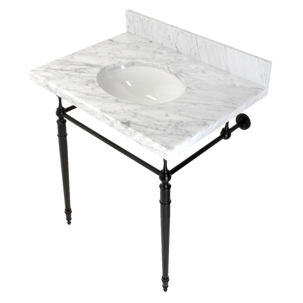 Edwardian 30 Inch Console Sink in Carrara Marble