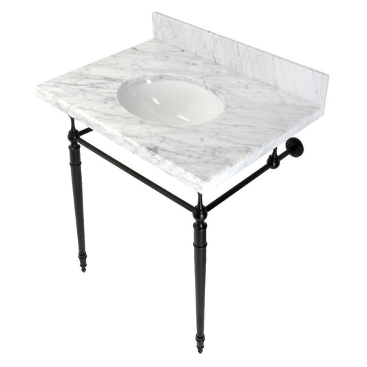 Edwardian 30 Inch Console Sink in Carrara Marble