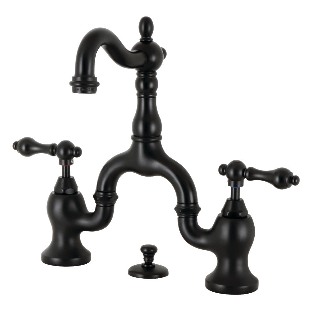 English Country Bridge Bathroom Faucet in Matte Black