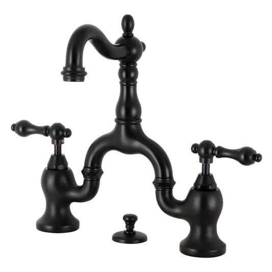 English Country Bridge Bathroom Faucet in Matte Black