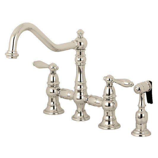 Restoration Bridge Kitchen Faucet in Polished Nickel