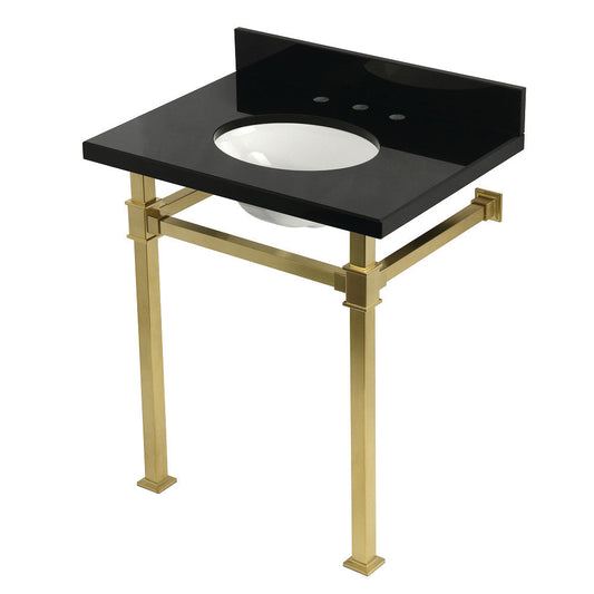 Monarch 30 Inch Console Sink in Brushed Brass
