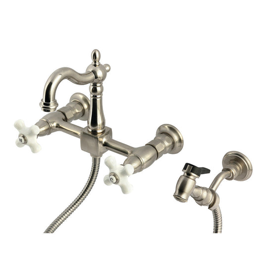 Heritage Wall Mount Kitchen Faucet in Brushed Nickel