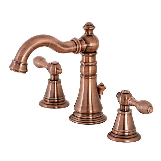 English Classic Widespread Bathroom Faucet in Antique Copper