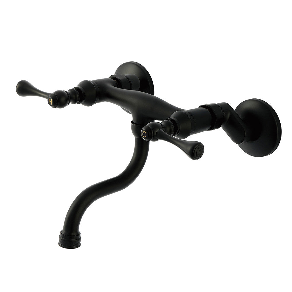 Kingston Wall-Mount Bathroom Faucet in Matte Black