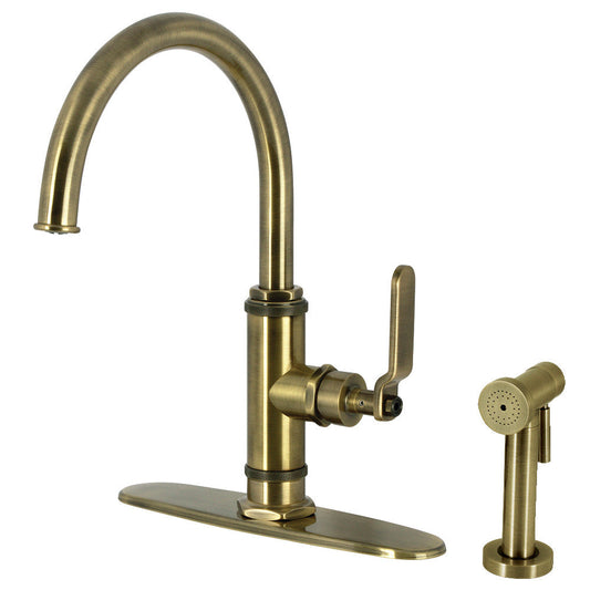 Whitaker One Handle Kitchen Faucet in Antique Brass
