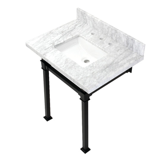 Monarch 30 Inch Console Sink in Carrara Marble