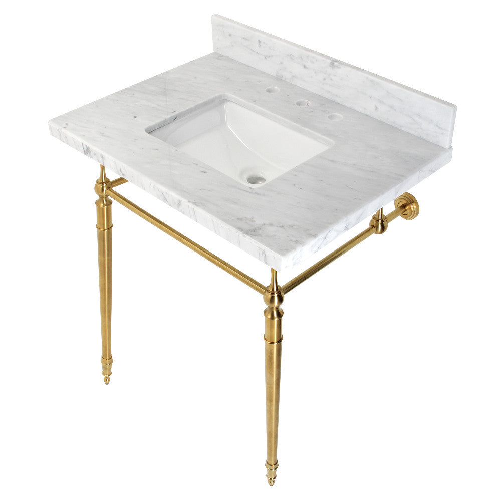 Edwardian 30 Inch Console Sink in Carrara Marble