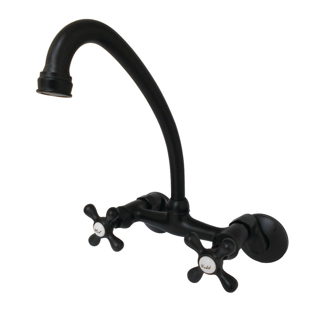 Kingston Wall Mount Kitchen Faucet in Matte Black
