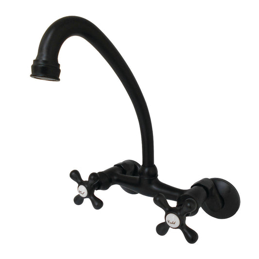 Kingston Wall Mount Kitchen Faucet in Matte Black