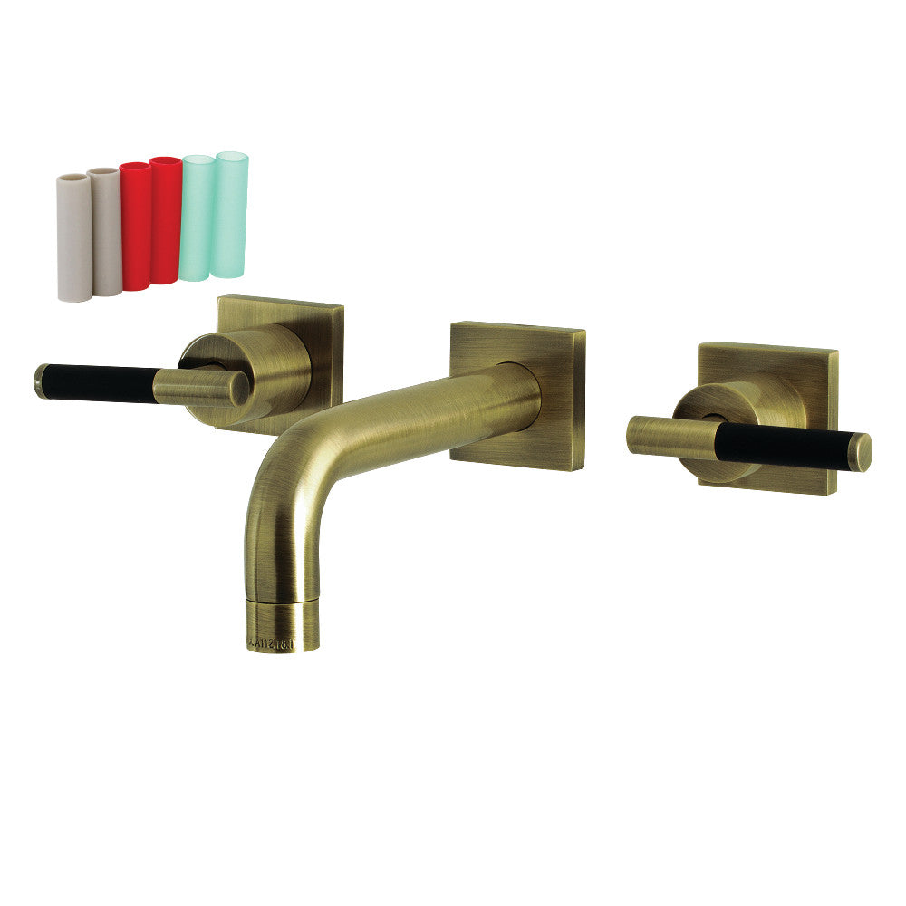 Kaiser Wall-Mount Bathroom Faucet in Antique Brass