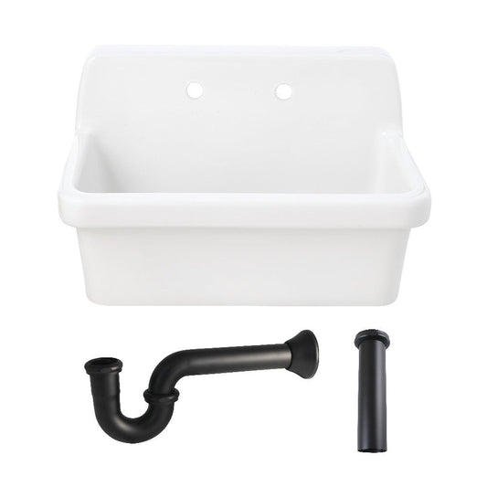 Doriteal 30.125 Inch Wall Mount Kitchen Sink in White