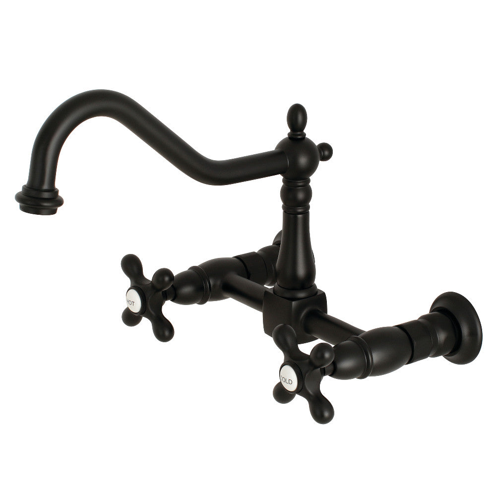 Heritage Wall Mount Kitchen Faucet in Matte Black