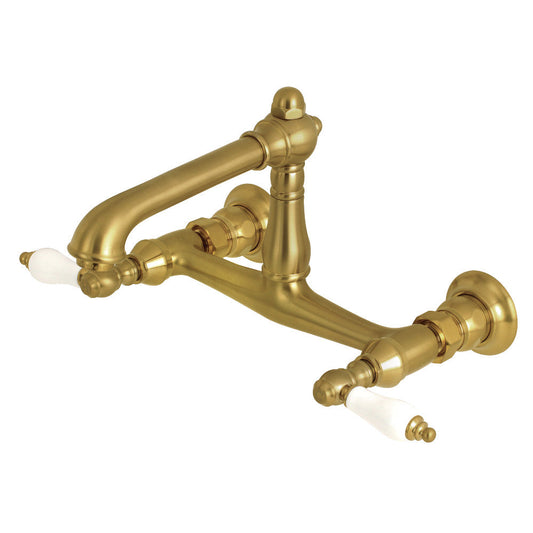 English Country Wall-Mount Bathroom Faucet in Brushed Brass