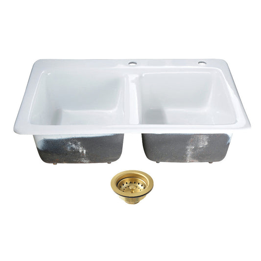 Petra Galley 33 Inch Drop-In Kitchen Sink in White