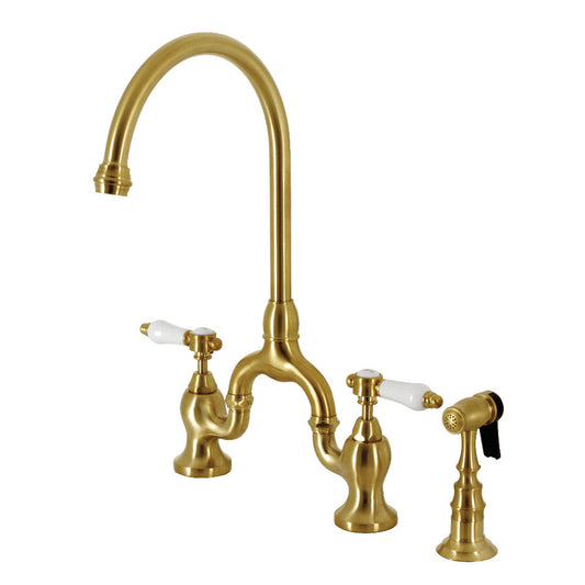 Bel-Air Bridge Kitchen Faucet in Brushed Brass