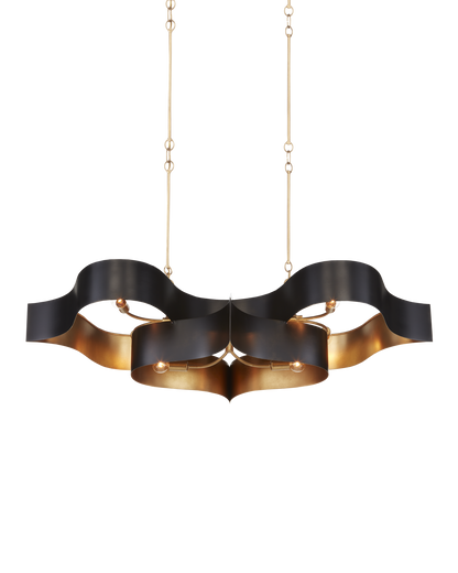 Grand Lotus Black Oval Chandelier