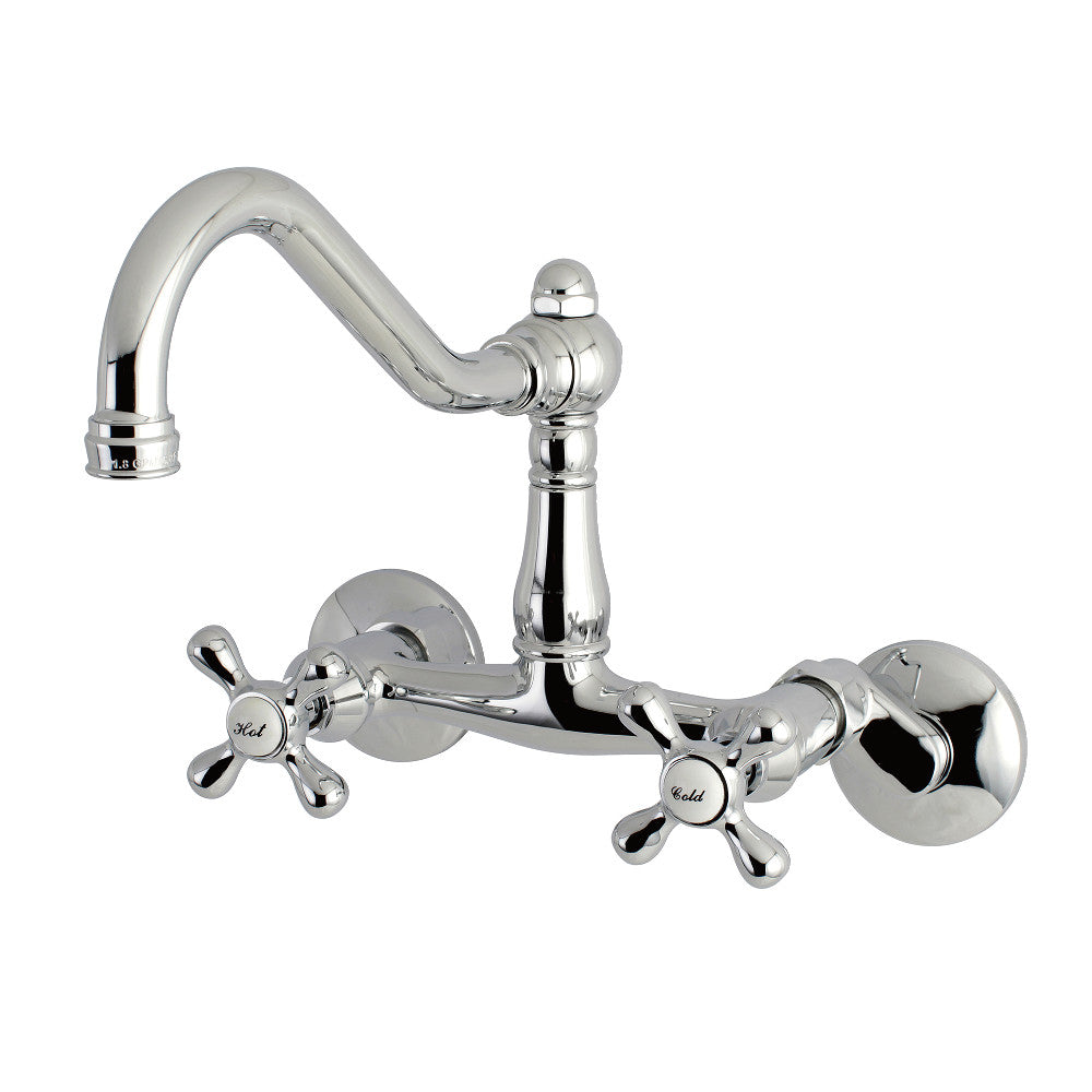 Vintage Wall Mount Kitchen Faucet in Polished Chrome