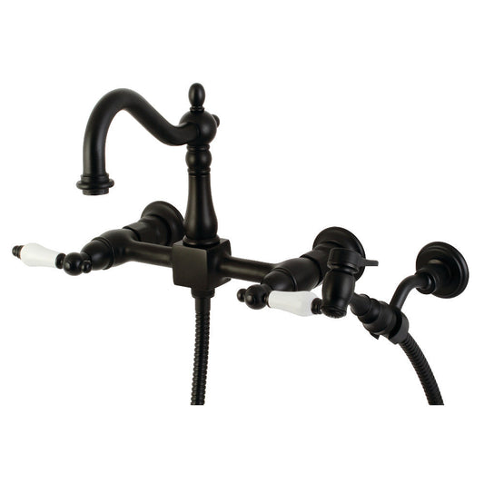 Heritage Wall Mount Kitchen Faucet in Matte Black