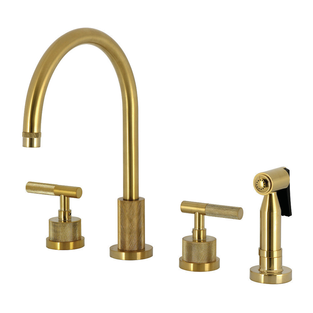 Convergent Widespread Kitchen Faucet in Brushed Brass
