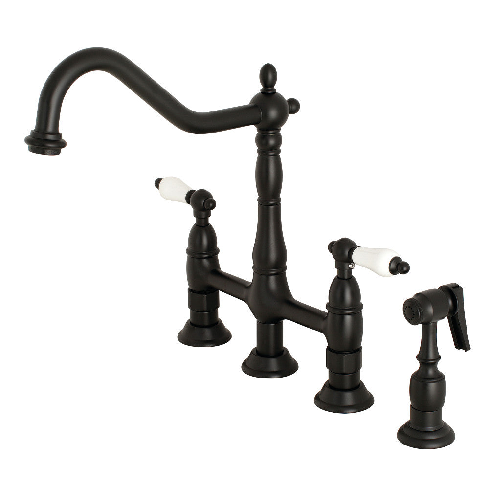 Heritage Bridge Kitchen Faucet in Matte Black