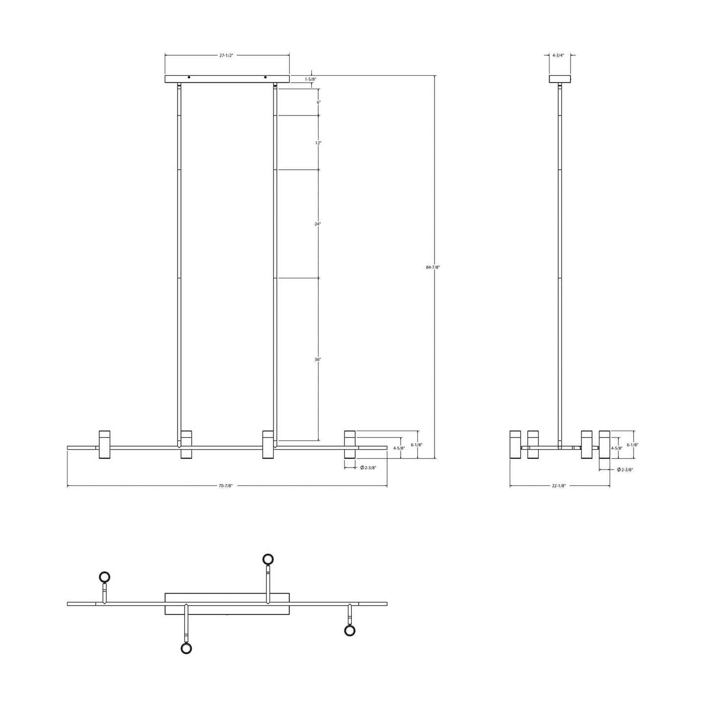 72in pendant 4-spot, 5CCT