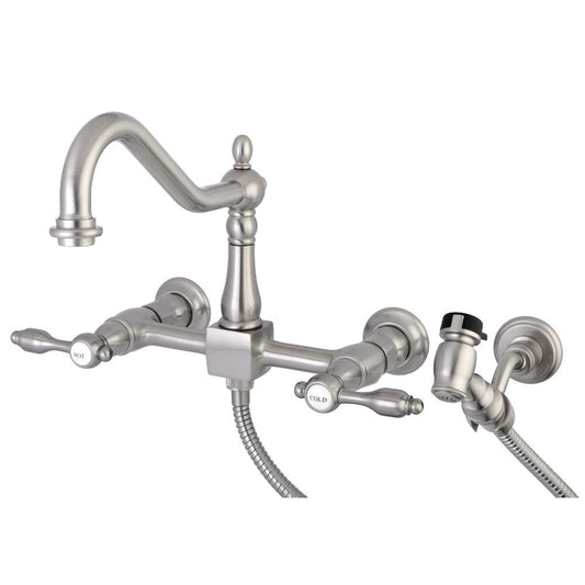 Tudor Wall Mount Kitchen Faucet in Brushed Nickel