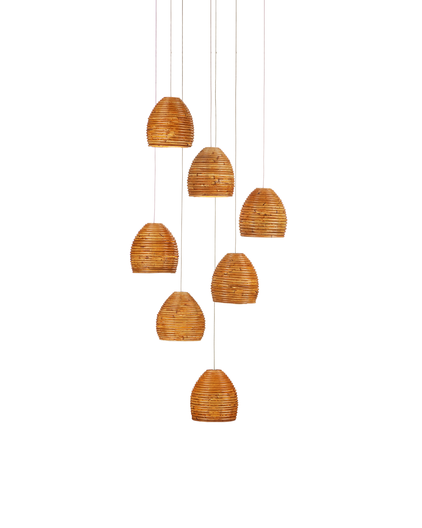 Beehive 7-Light Round Multi-Drop Pendant