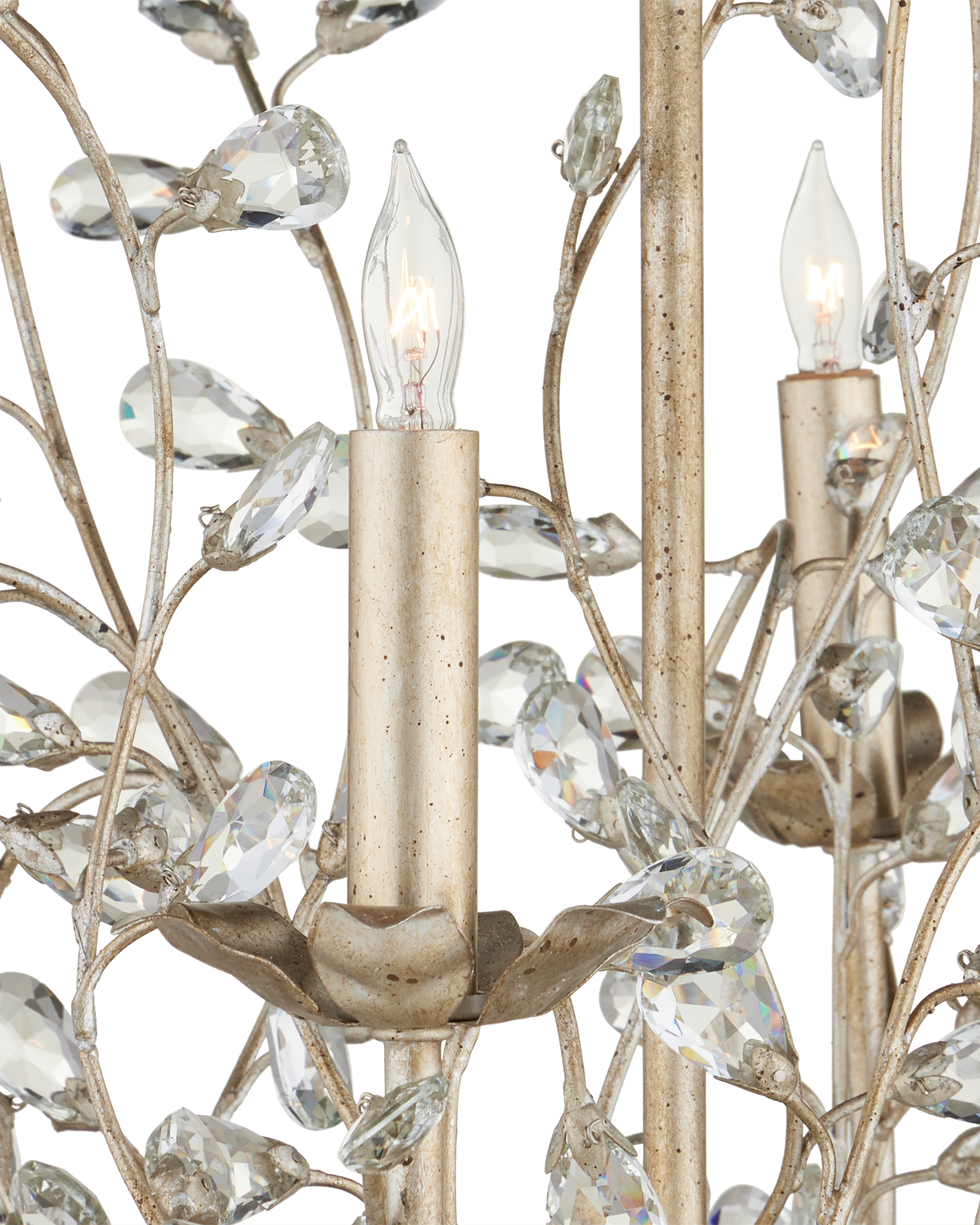 Crystal Bud Large Silver Chandelier