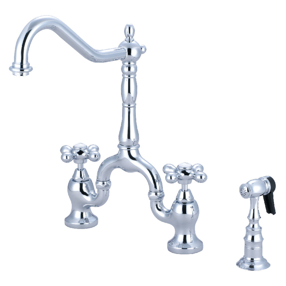 English Country Bridge Kitchen Faucet in Polished Chrome