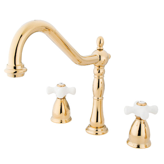 Heritage Widespread Kitchen Faucet in Polished Brass