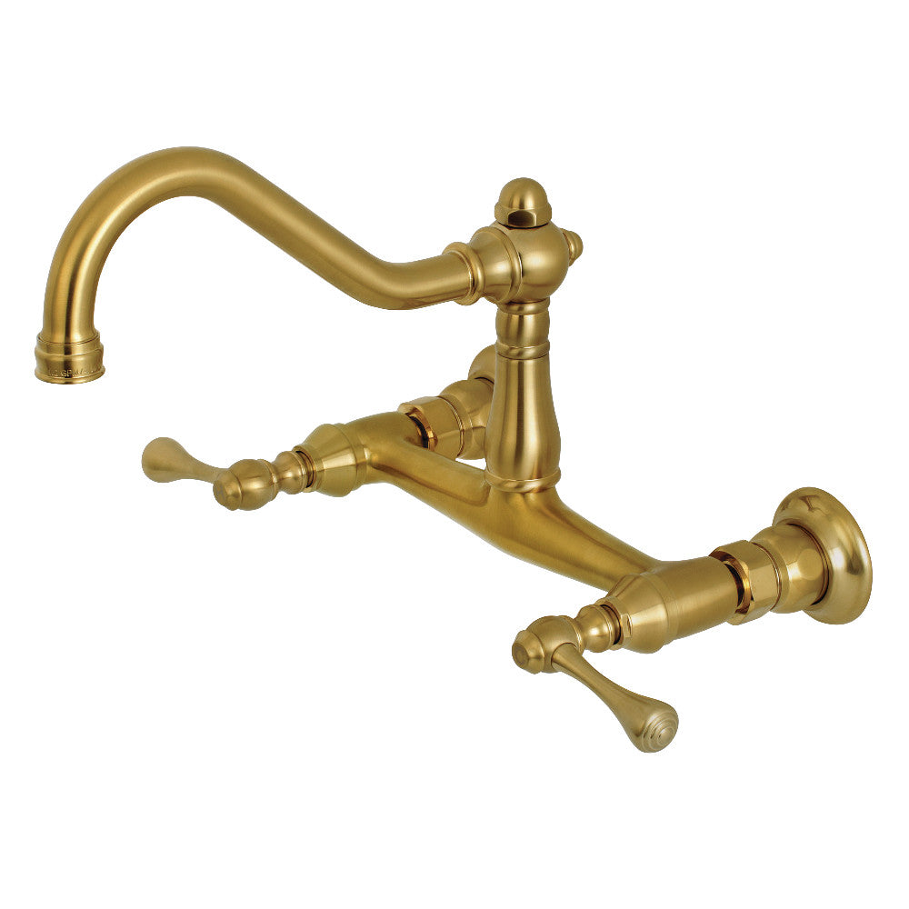 Vintage Wall-Mount Bathroom Faucet in Brushed Brass
