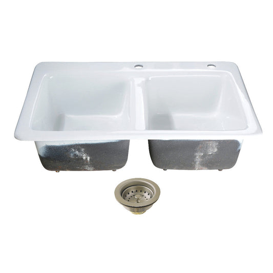 Petra Galley 33 Inch Drop-In Kitchen Sink in White