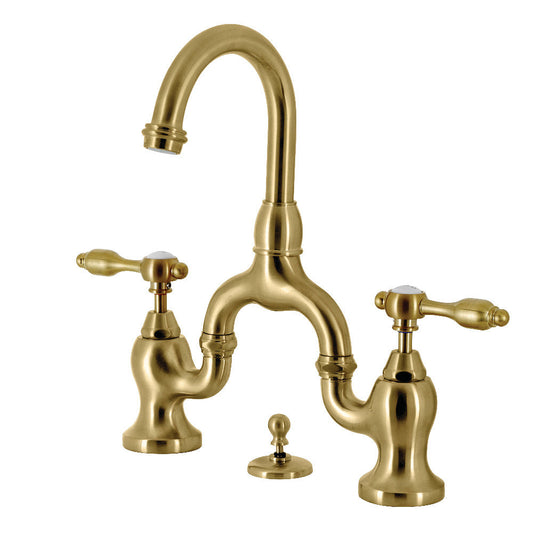 Tudor Bridge Bathroom Faucet in Brushed Brass
