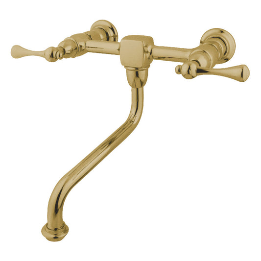 Heritage Wall-Mount Bathroom Faucet in Polished Brass