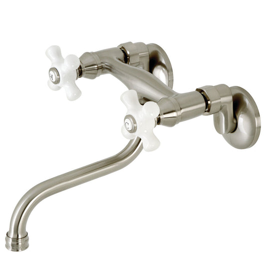 Kingston Wall-Mount Bathroom Faucet in Brushed Nickel