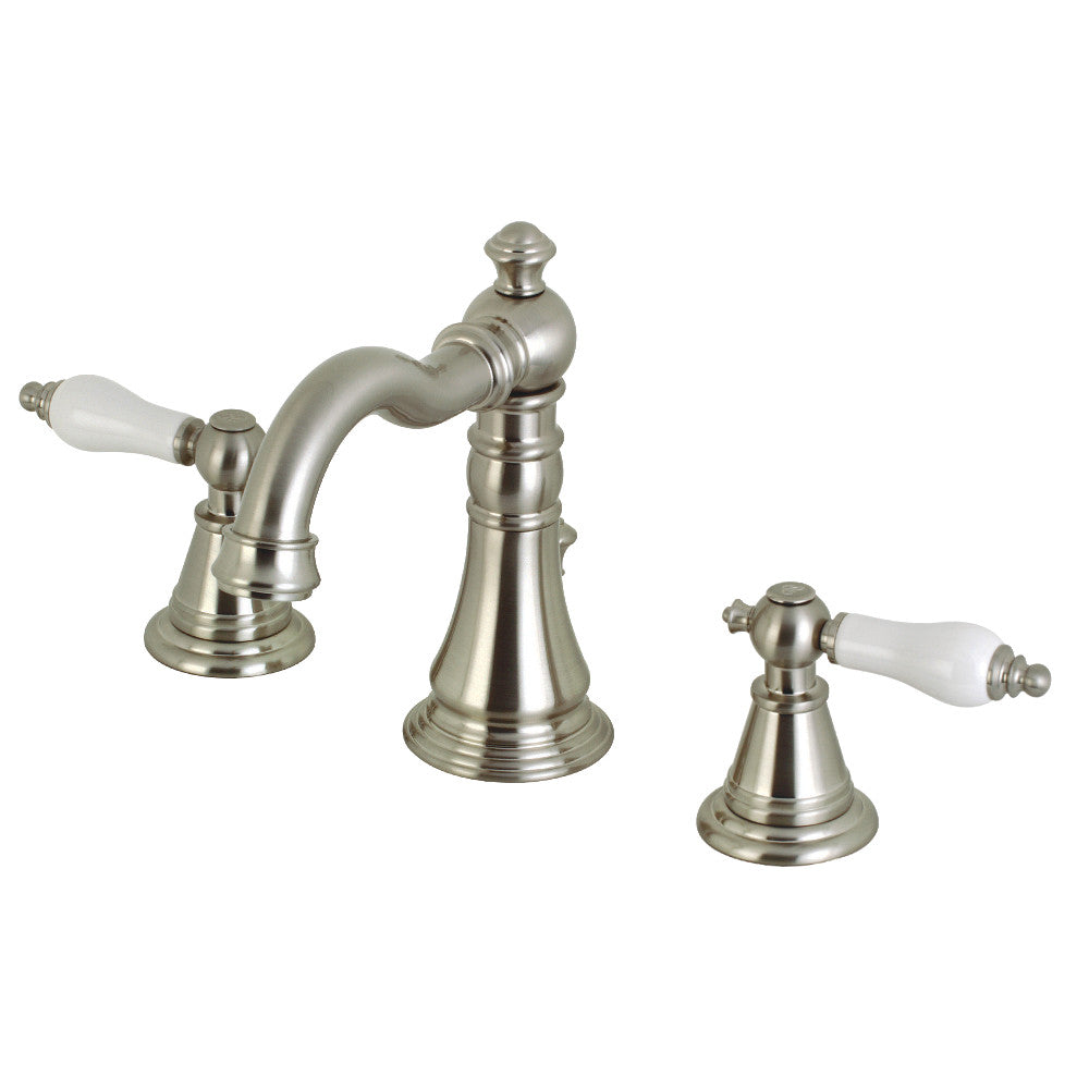 English Classic Widespread Bathroom Faucet in Brushed Nickel