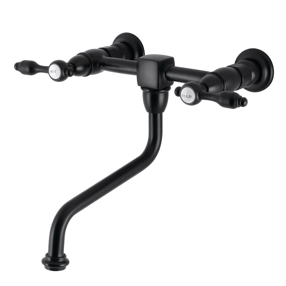 Tudor Wall-Mount Bathroom Faucet in Matte Black