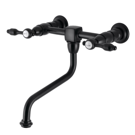 Tudor Wall-Mount Bathroom Faucet in Matte Black