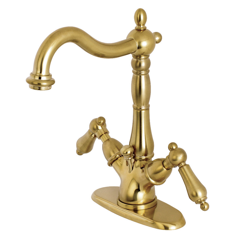 Heritage 4 Inch Centerset Bathroom Faucet in Brushed Brass