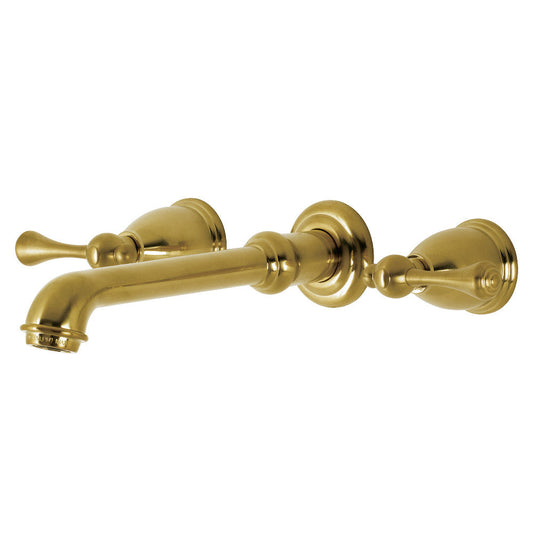 English Country Wall-Mount Bathroom Faucet in Brushed Brass