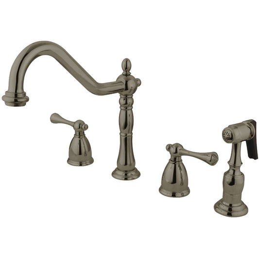 English Country Widespread Kitchen Faucet in Brushed Nickel