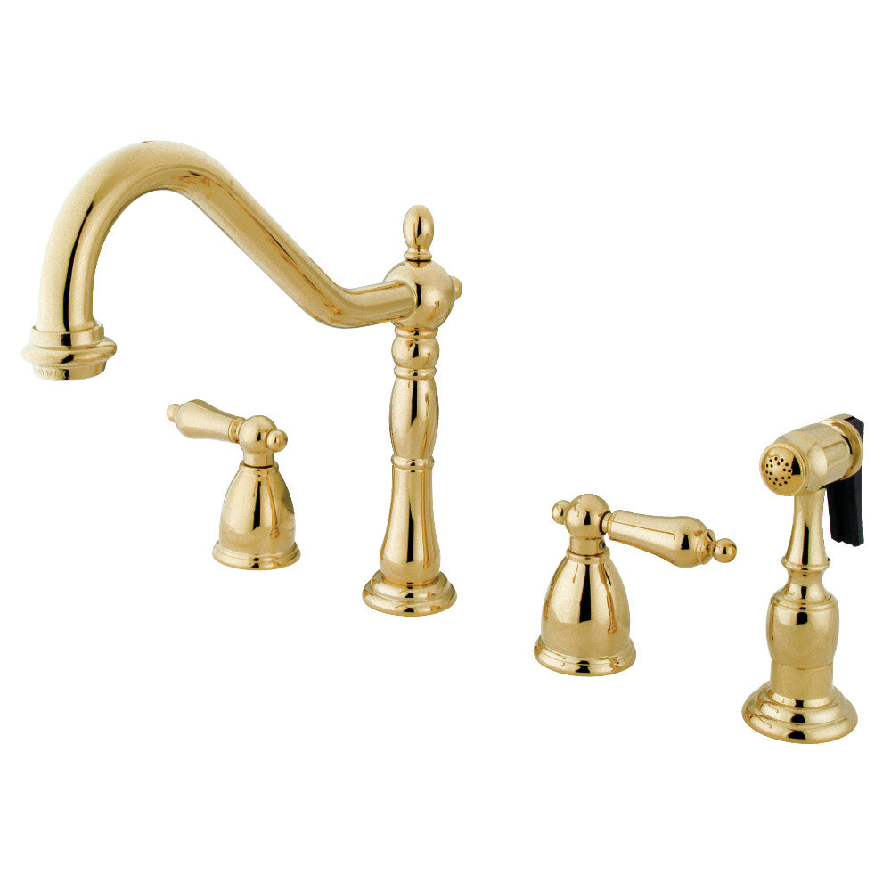 Heritage Widespread Kitchen Faucet in Polished Brass