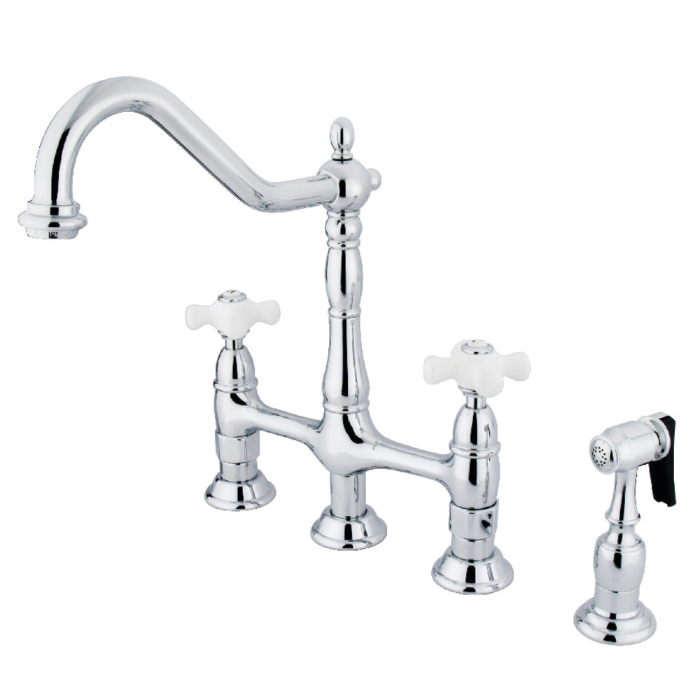 Heritage Bridge Kitchen Faucet in Polished Chrome