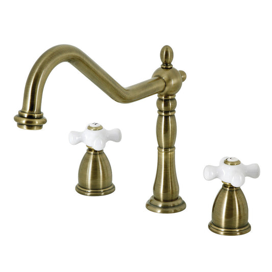 Heritage Widespread Kitchen Faucet in Antique Brass