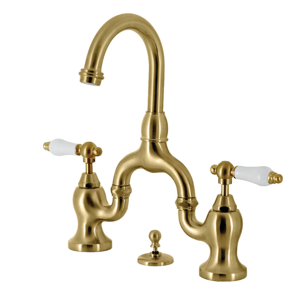 English Country Bridge Bathroom Faucet in Brushed Brass