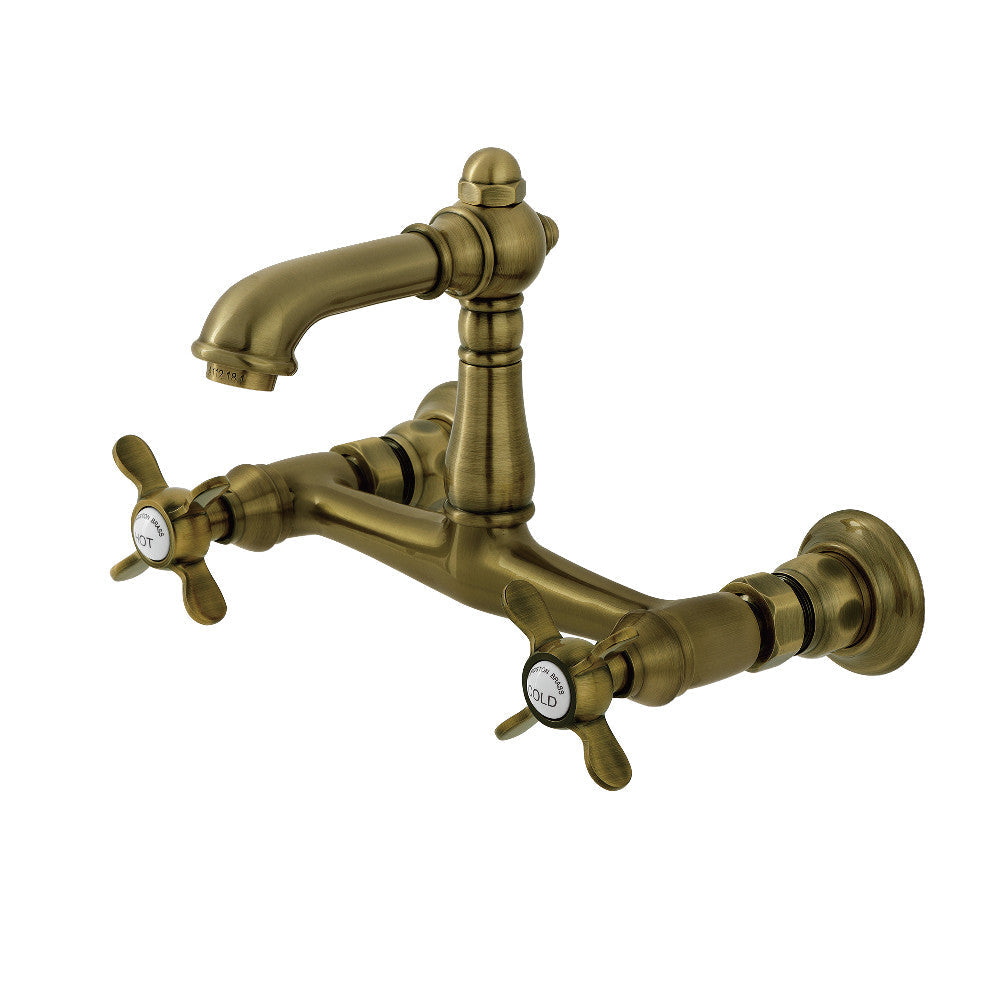 Essex Wall-Mount Bathroom Faucet in Antique Brass