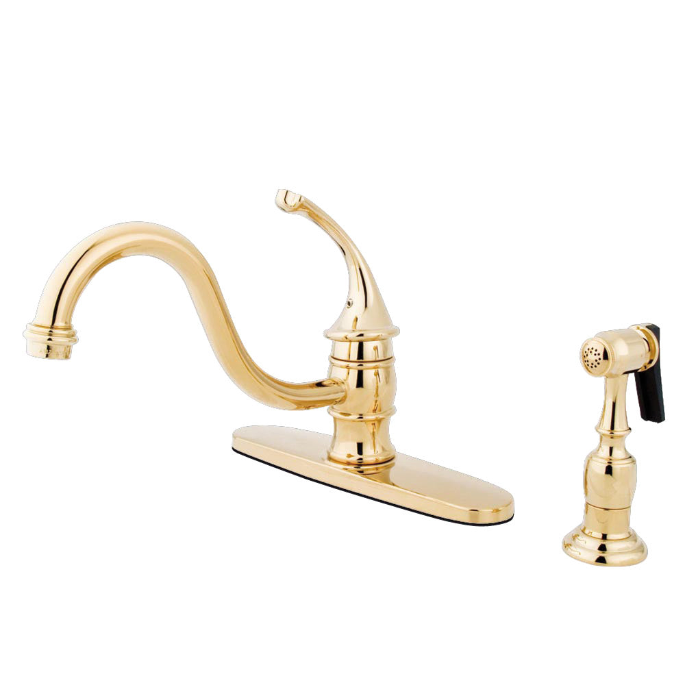 Georgian One Handle Kitchen Faucet in Polished Brass